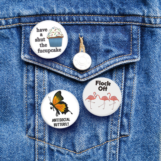 3pcs Funny Antisocial Buttons Pack - Pinback Button 1.5"