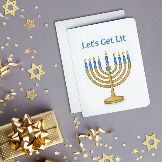 Let's Get Lit Hanukkah Card