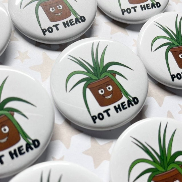 Plant Pot Head Pinback Button 1.5"